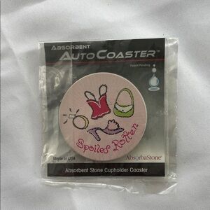 Absorba Stone AUTO  Cupholder Coaster with Black and White Design